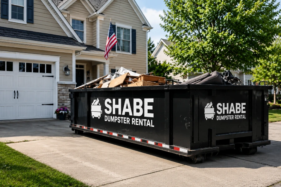Home cleanout dumpster rental for a residential cleanup in Schenectady NY