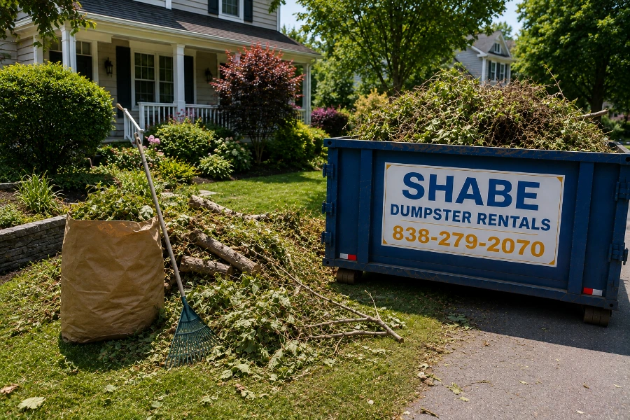 Yard waste dumpster rental for residential property cleanup in Schenectady NY