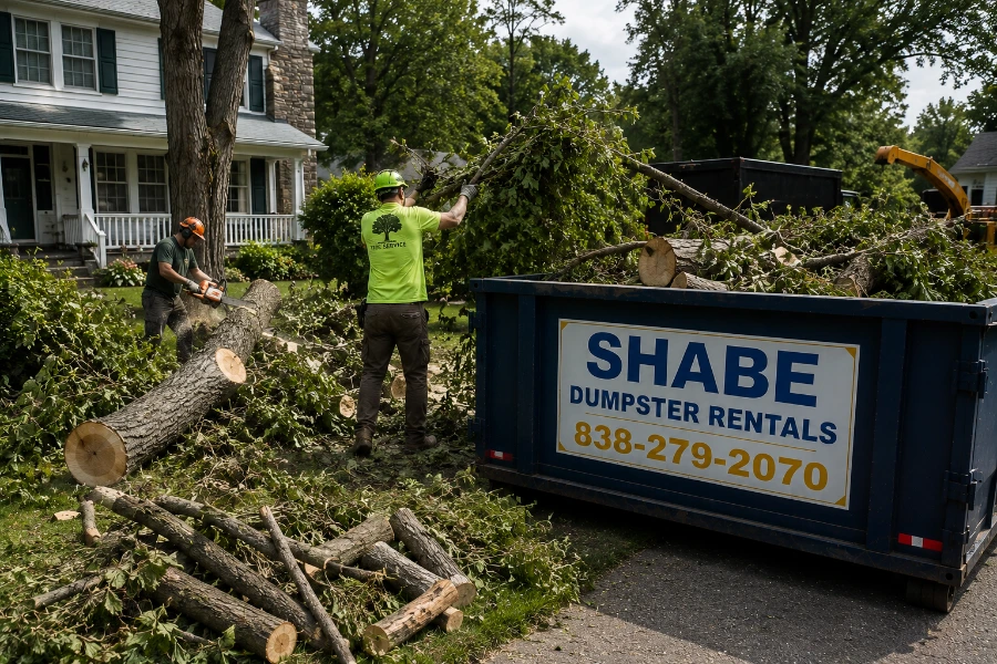 Tree removal dumpster rental for residential cleanup in Schenectady NY