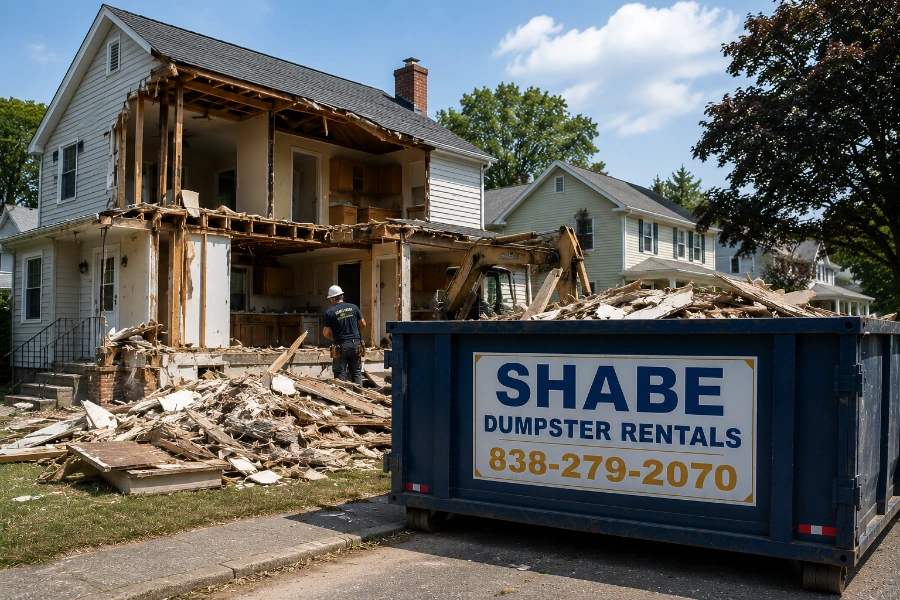 Demolition dumpster rental for residential demolition cleanup in Schenectady NY