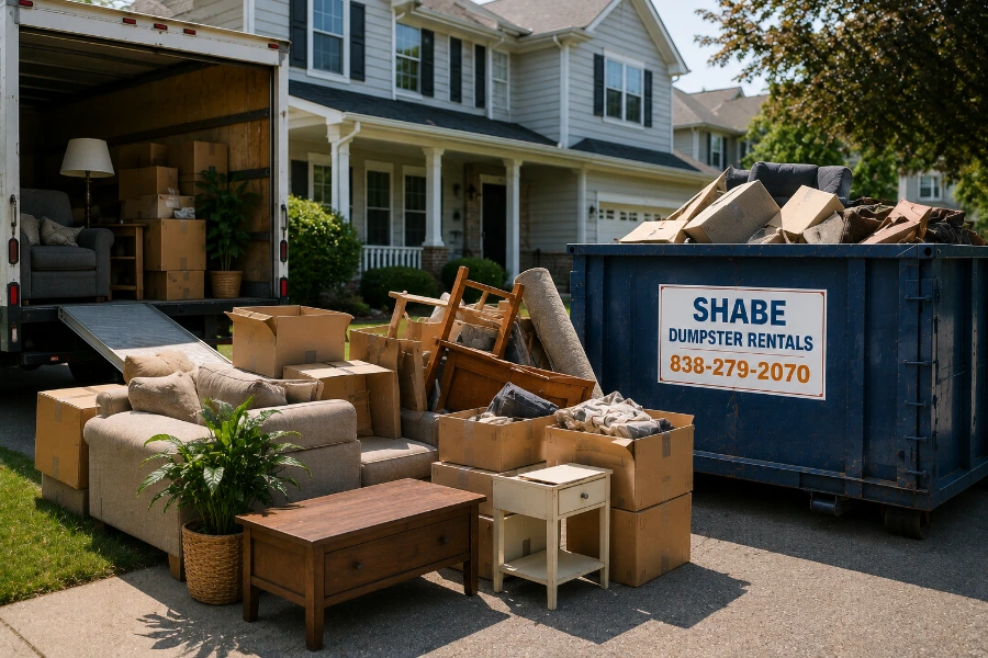 Moving dumpster rental for a Schenectady NY move-out cleanup