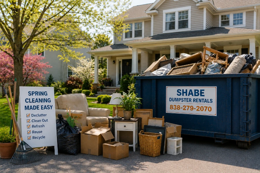 Spring cleaning dumpster rental for a residential property in Schenectady NY