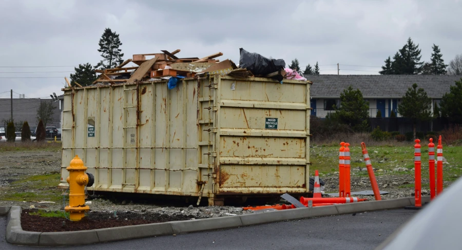 Dumpster at a construction and renovation site