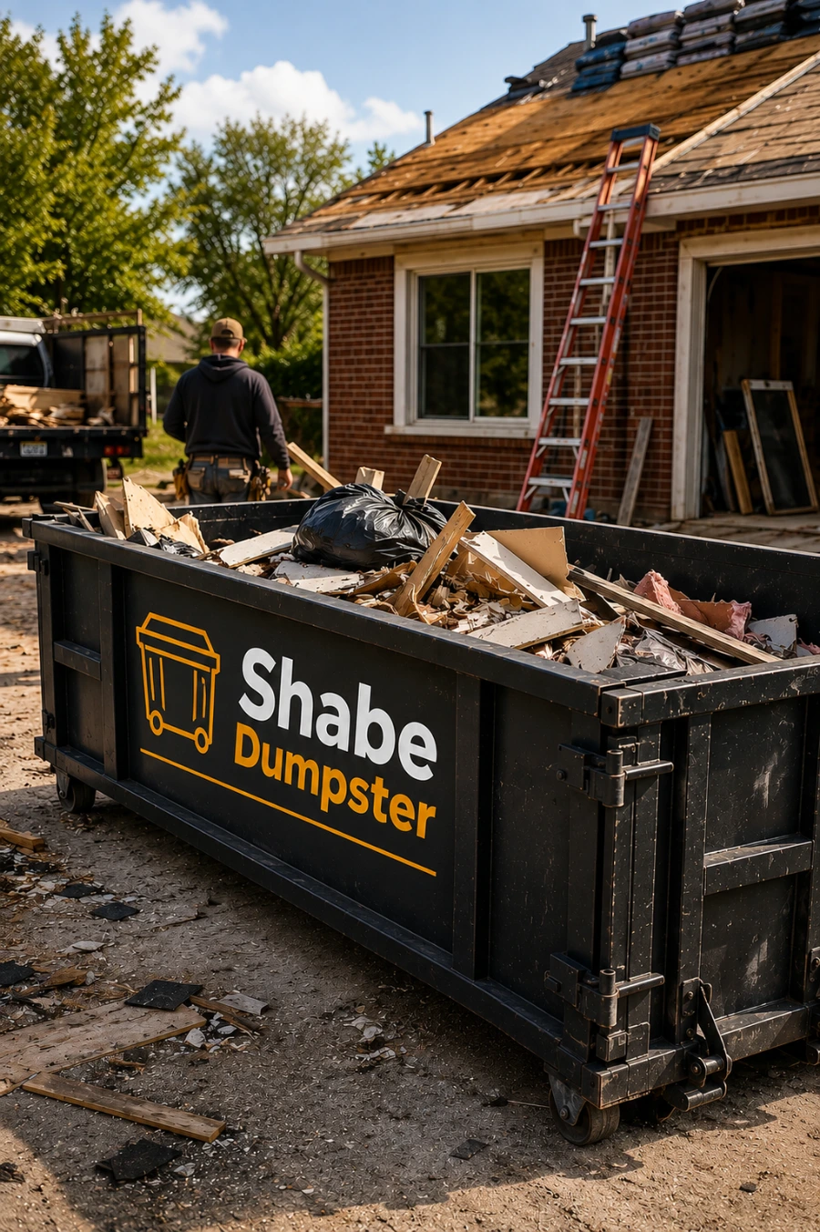 Roll off dumpster at a construction project